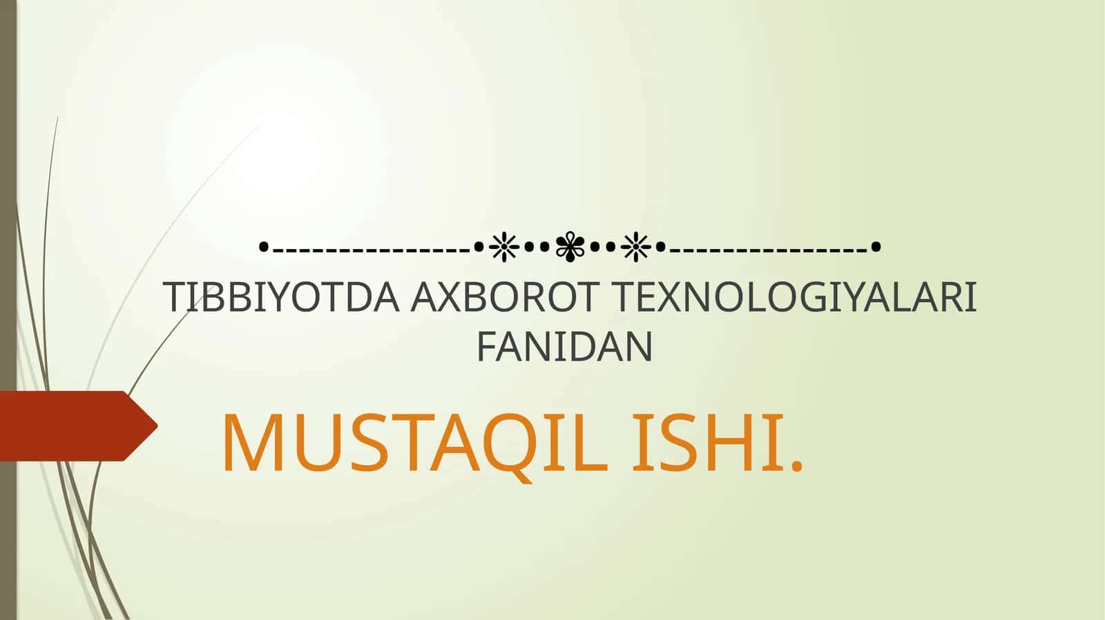 TIBBIYOTDA AXBOROT TEXNOLOGIYALARI FANIDAN MUSTAQIL ISHI