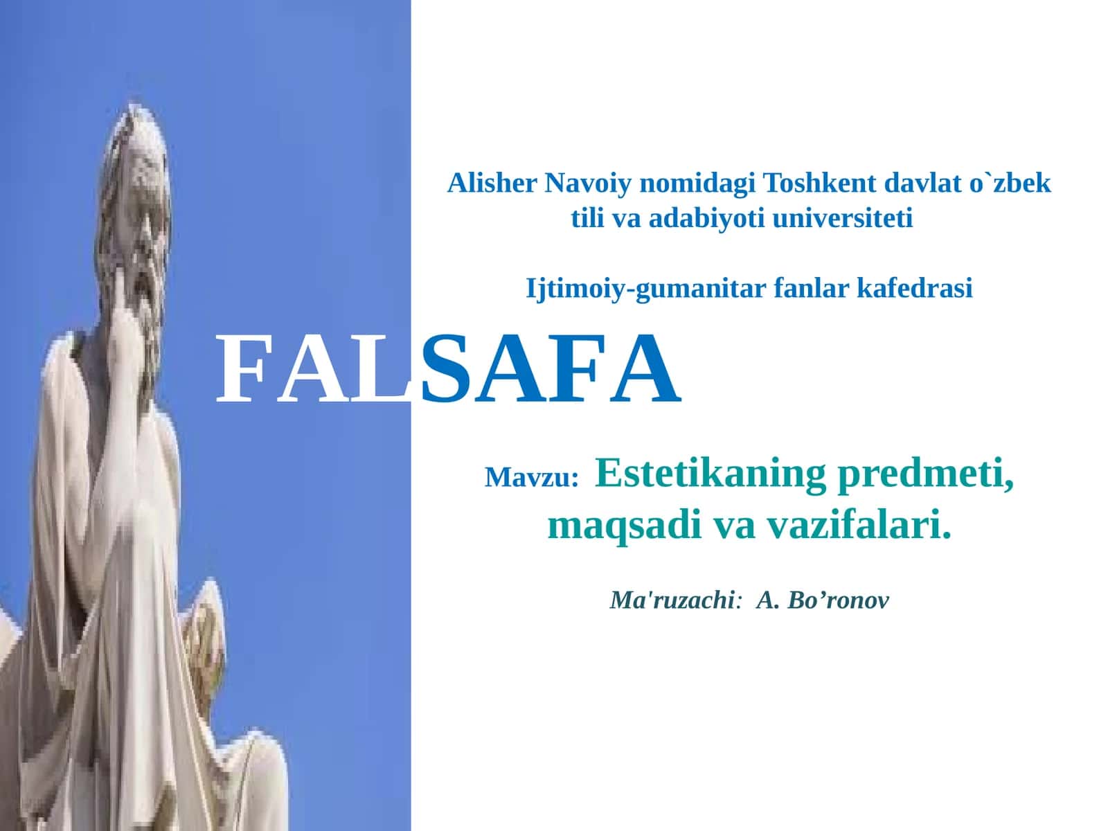 Estetikaning predmeti, maqsadi va vazifalari