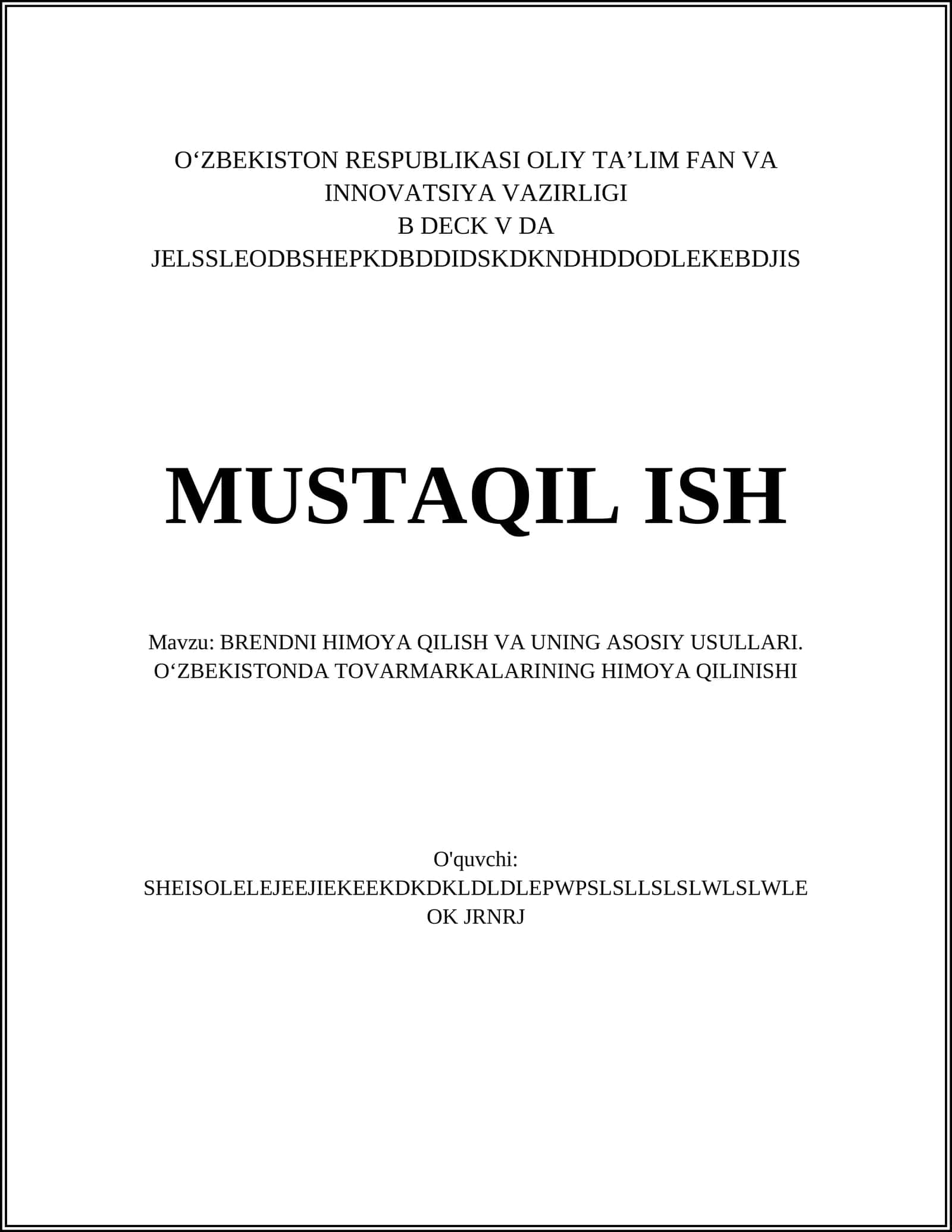 BRENDNI HIMOYA QILISH VA UNING ASOSIY USULLARI