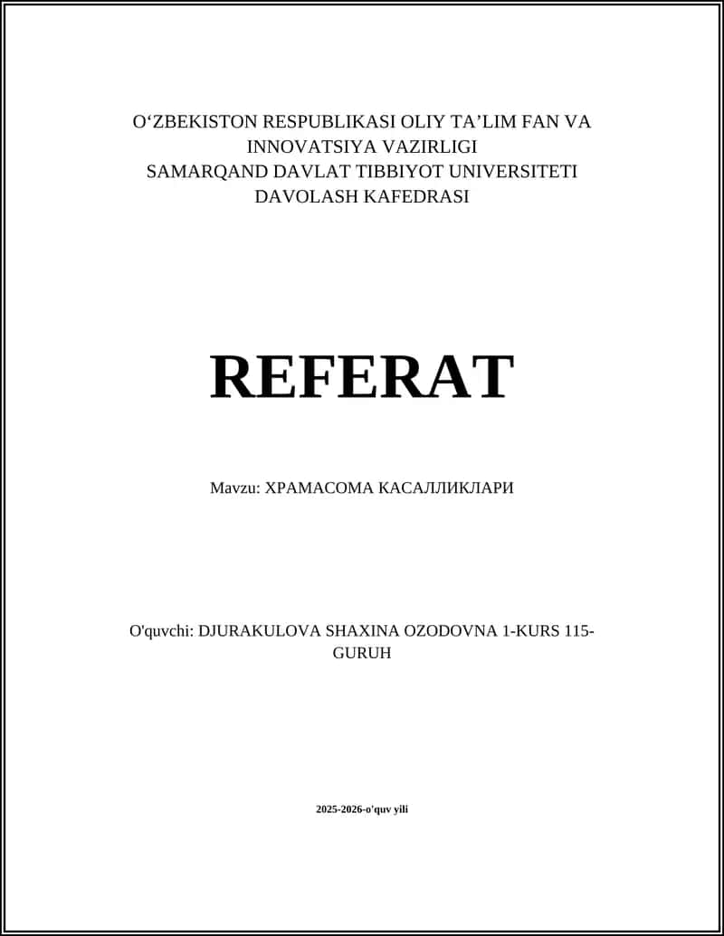 ХРАМАСОМА КАСАЛЛИКЛАРИ