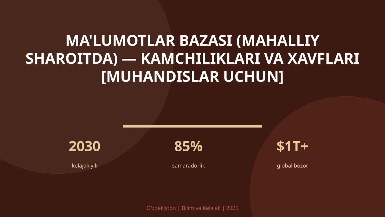 MA'LUMOTLAR BAZASI (MAHALLIY SHAROITDA) — KAMCHILIKLARI VA XAVFLARI [MUHANDISLAR UCHUN]