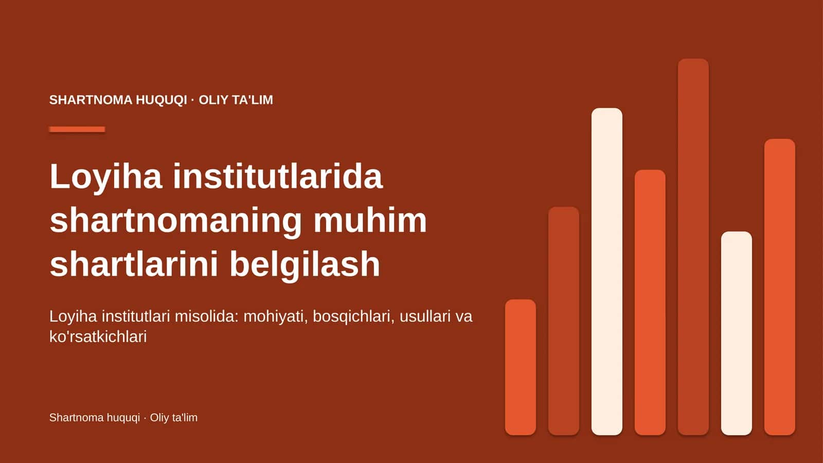 Loyiha institutlarida shartnomaning muhim shartlarini belgilash