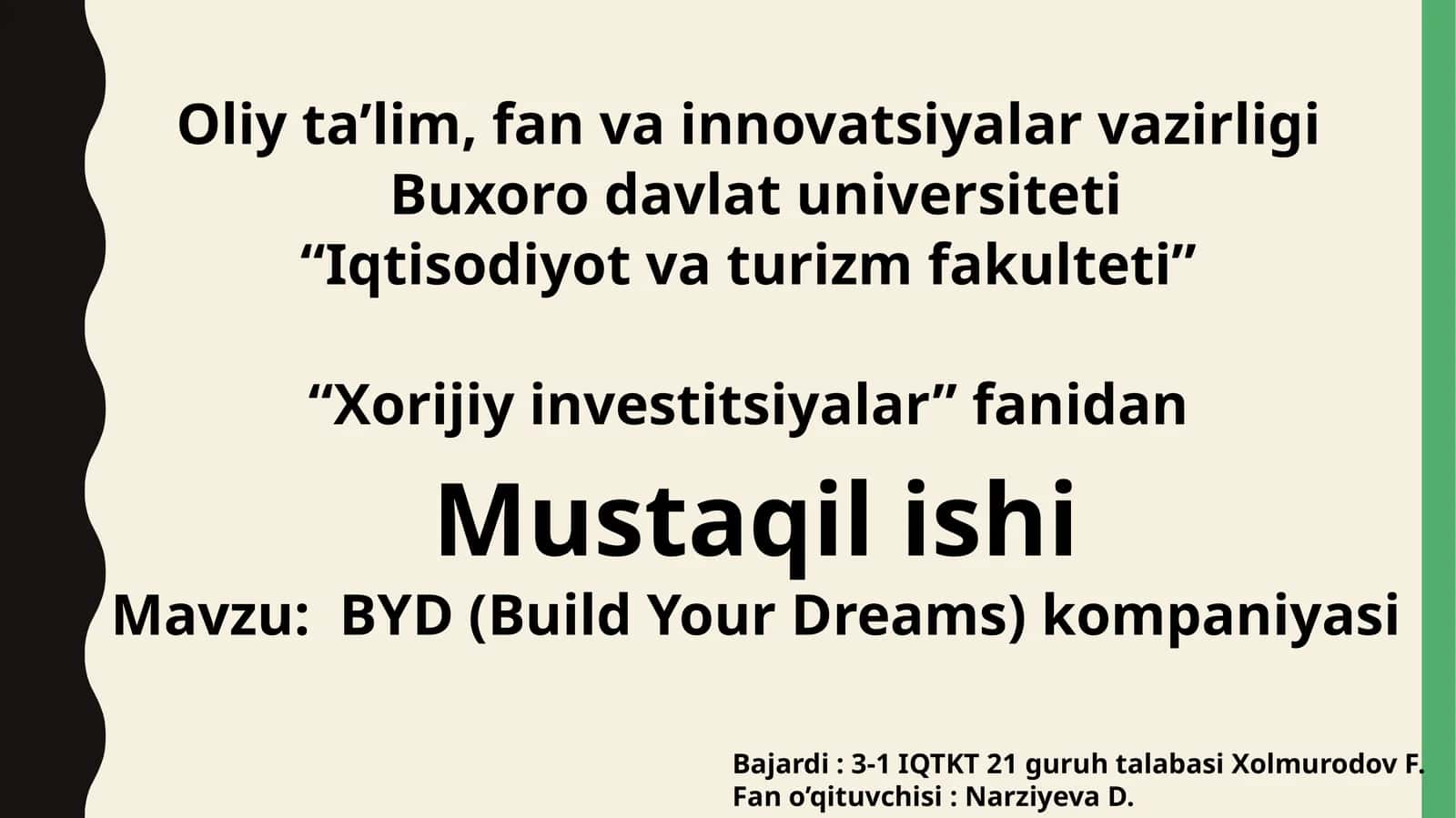 BYD (Build Your Dreams) kompaniyasi