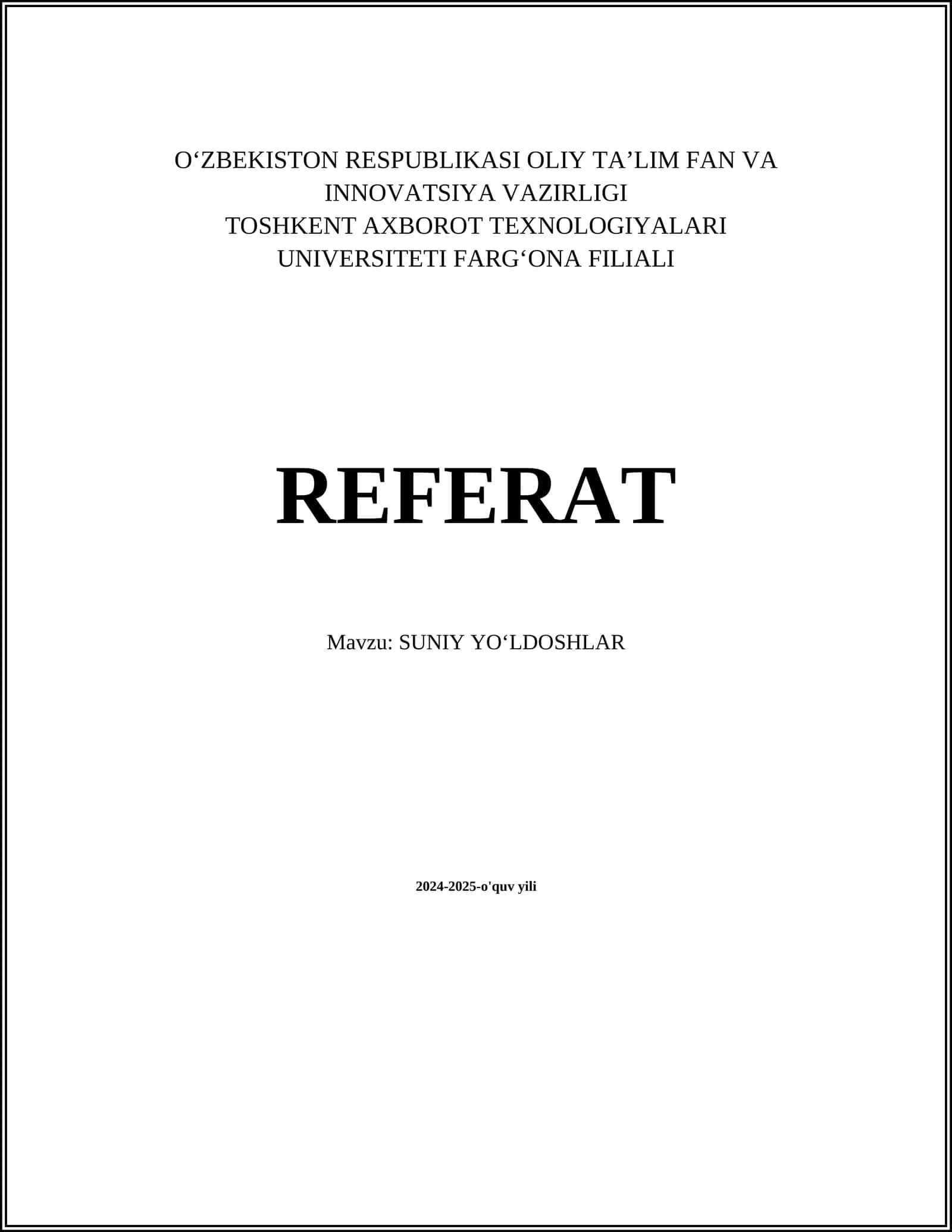 SUNIY YOʻLDOSHLAR