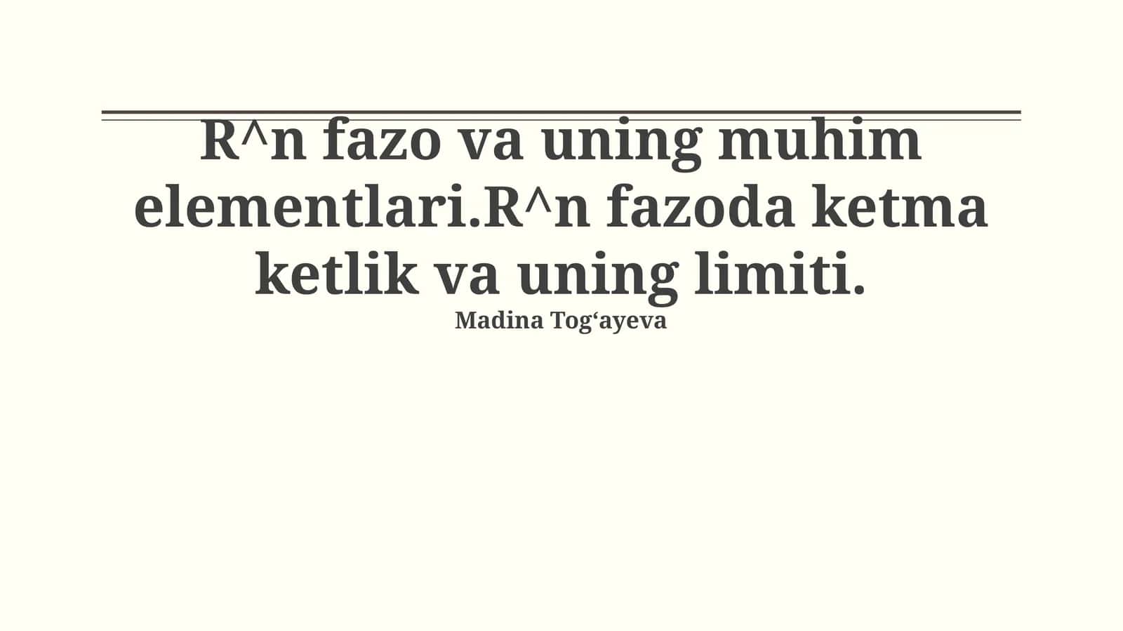 Rⁿ Fazosida Ketma-ketliklar