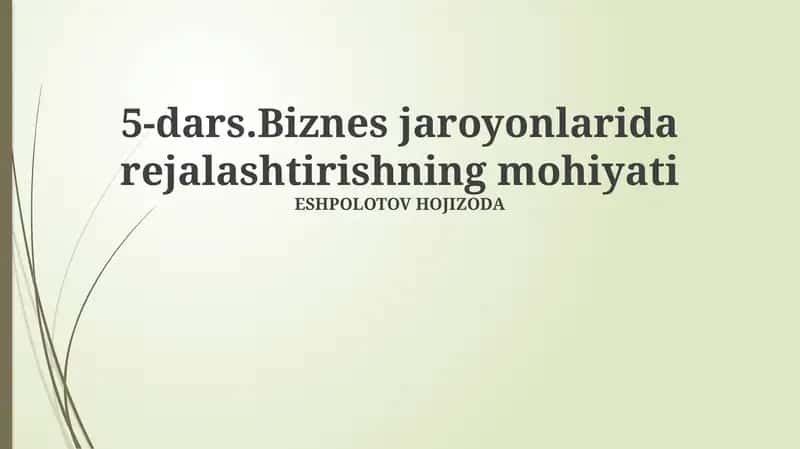 Rejalashtirishning mohiyati