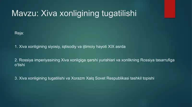 Xiva xonligining tugatilishi