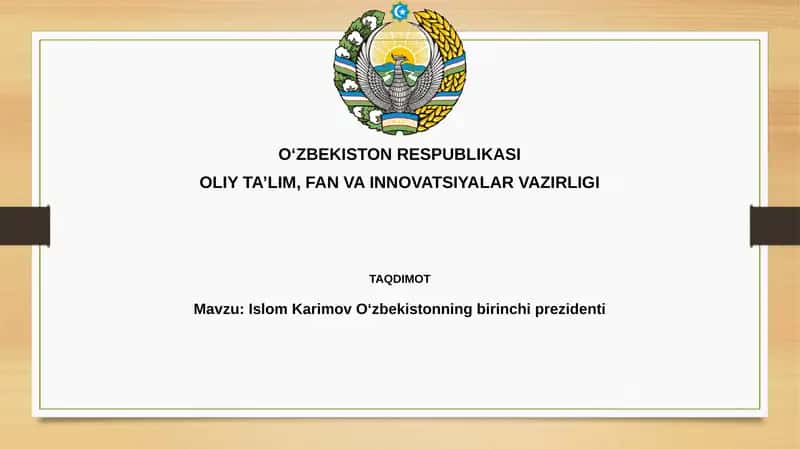 Islom Karimov Oʻzbekistonning birinchi prezidenti