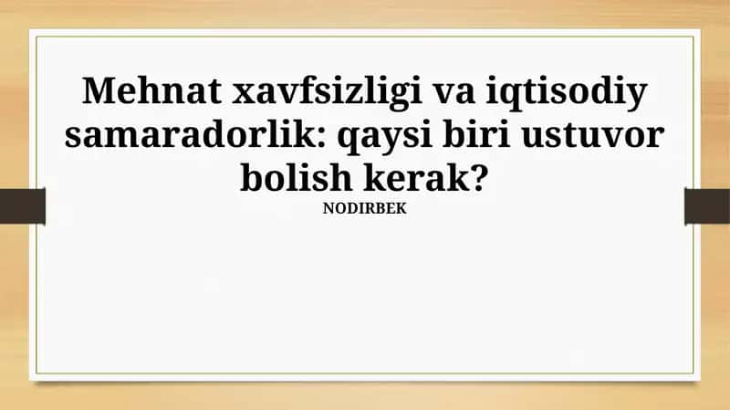 Xodimlarni o'qitish va xavfsizlikka oid bilimlar