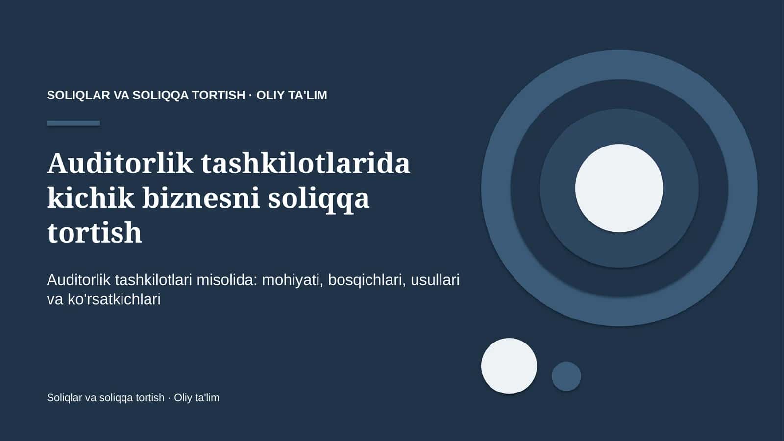 auditorlik tashkilotlarida kichik biznesni soliqqa tortish 1721