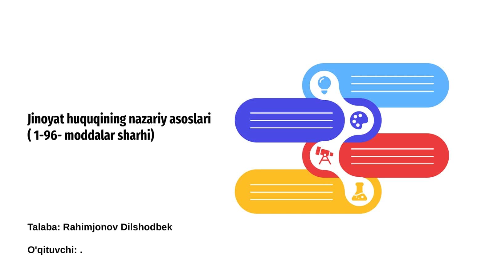 Jinoyat huquqining nazariy asoslari ( 1-96- moddalar sharhi)