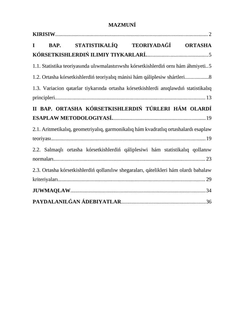 Ortasha kórsetkishlerdiń teoriyalıq mánisi hám qáliplesiw shártleri