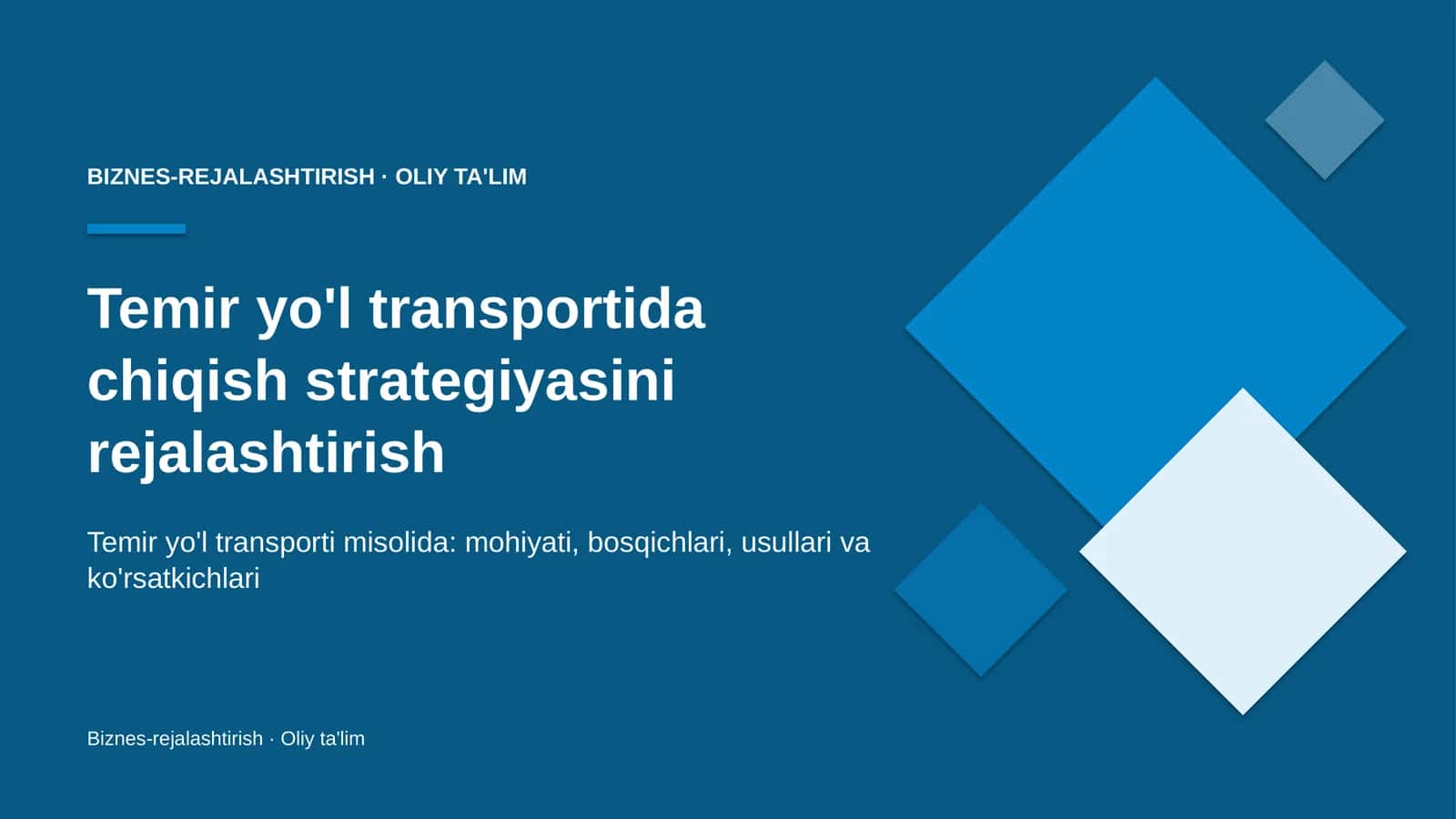 temir yo'l transportida chiqish strategiyasini rejalashtirish 4571
