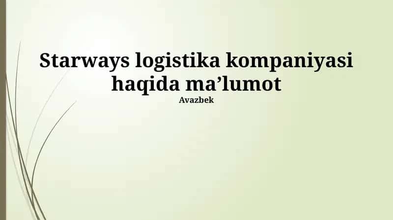 Starways Logistika Kompaniyasi