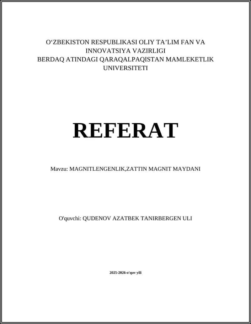 MAGNITLENGENLIK,ZATTIN MAGNIT MAYDANI