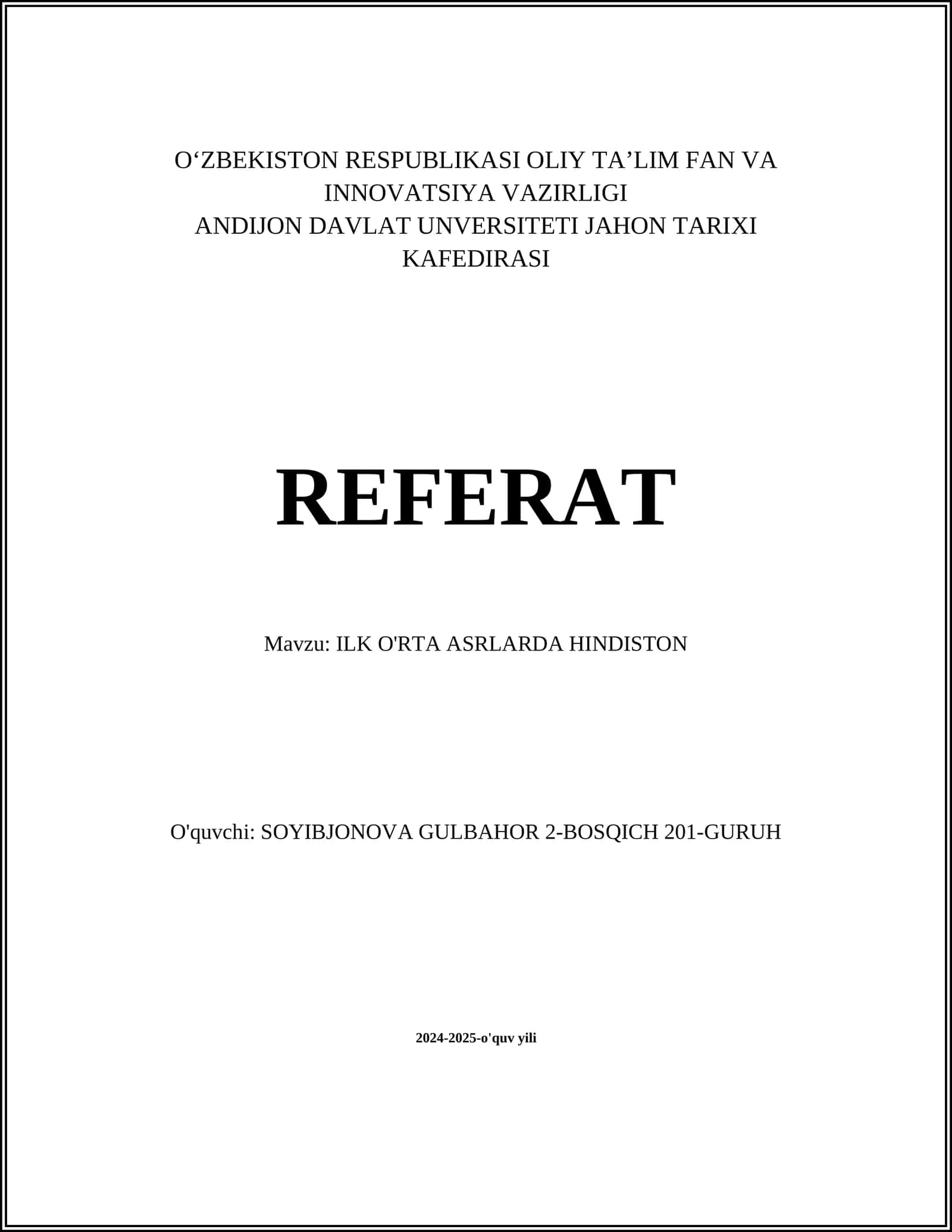 ILK O'RTA ASRLARDA HINDISTON