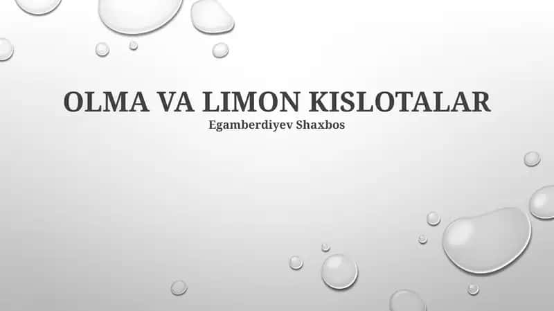 Olma va Limon Kislotalari