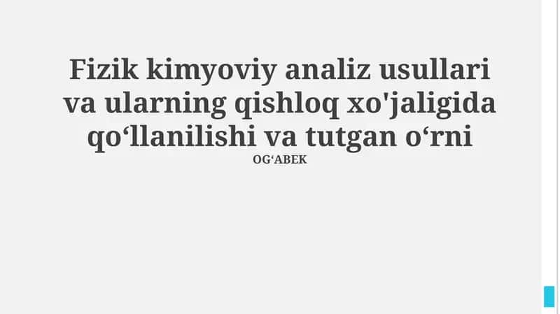 Fizik-kimyoviy tahlil