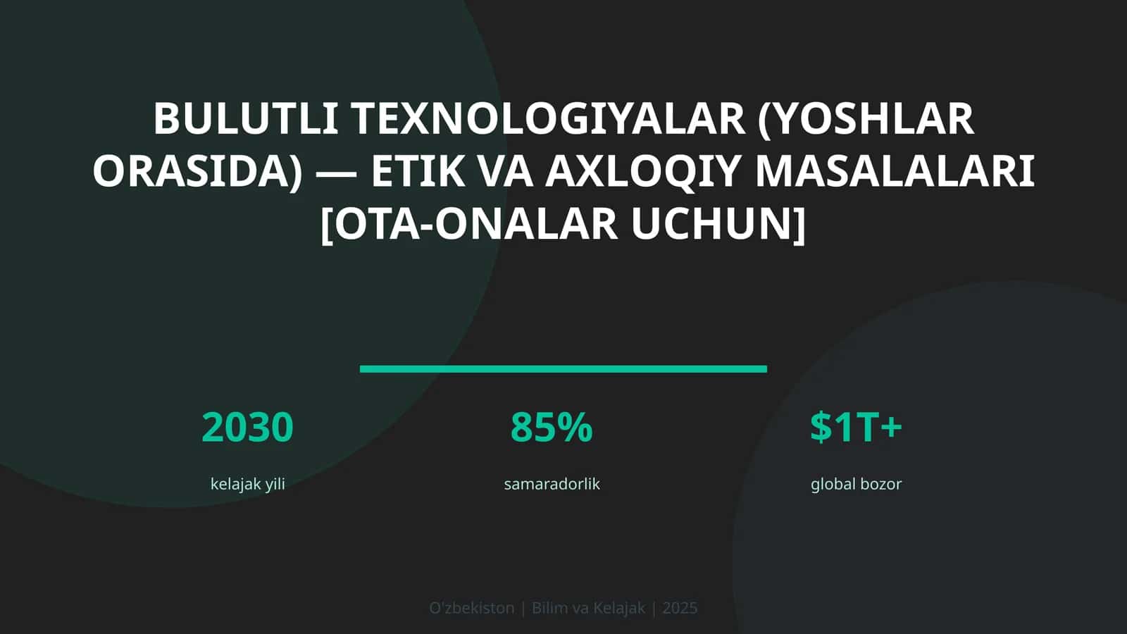 BULUTLI TEXNOLOGIYALAR (YOSHLAR ORASIDA) — ETIK VA AXLOQIY MASALALARI [OTA-ONALAR UCHUN]