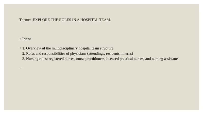 Roles in a Hospital Team