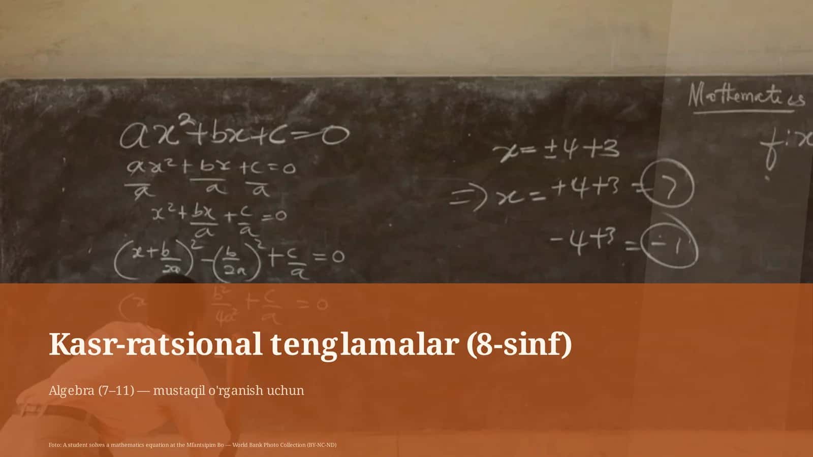 Kasr-ratsional tenglamalar (8-sinf)