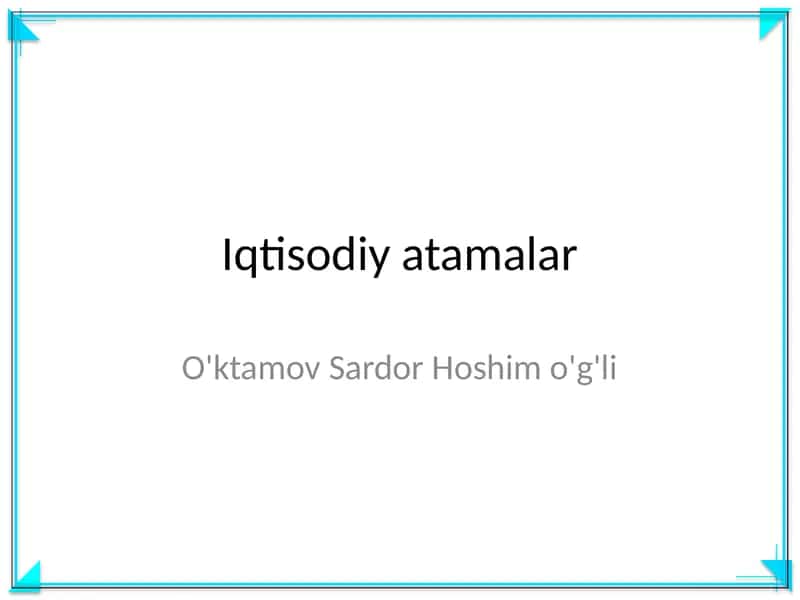 Iqtisodiy atamalar