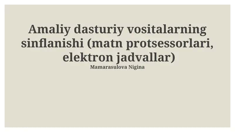 Amaliy Dasturiy Ta'minot Vositalari