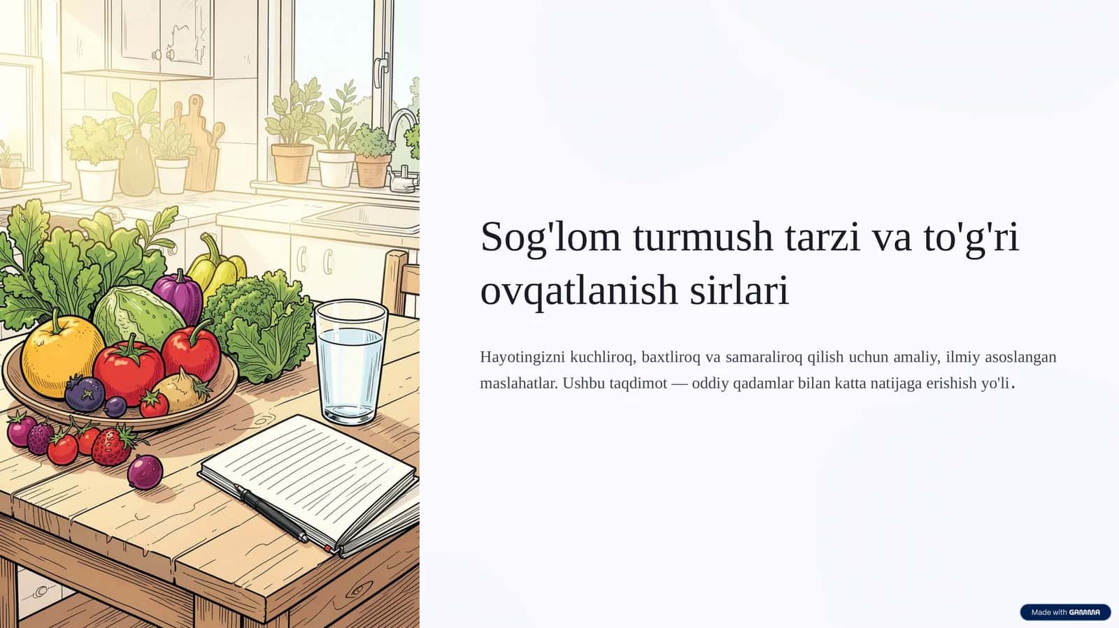 Sog'lom turmush tarzi va to'g'ri ovqatlanish sirlari