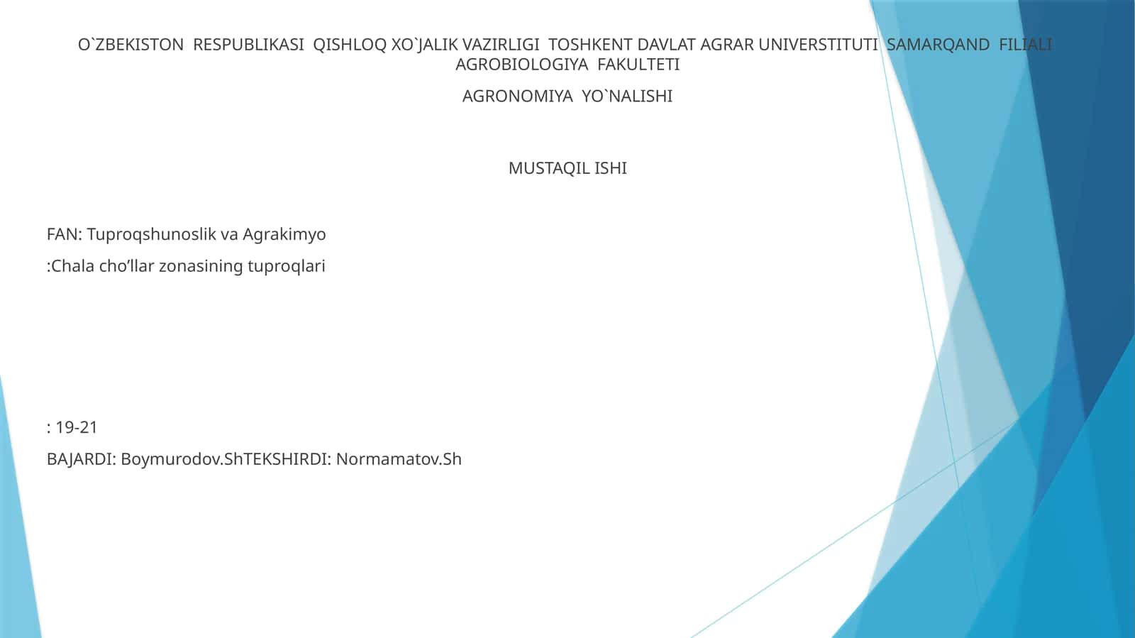 AGROBIOLOGIYA FAKULTETI