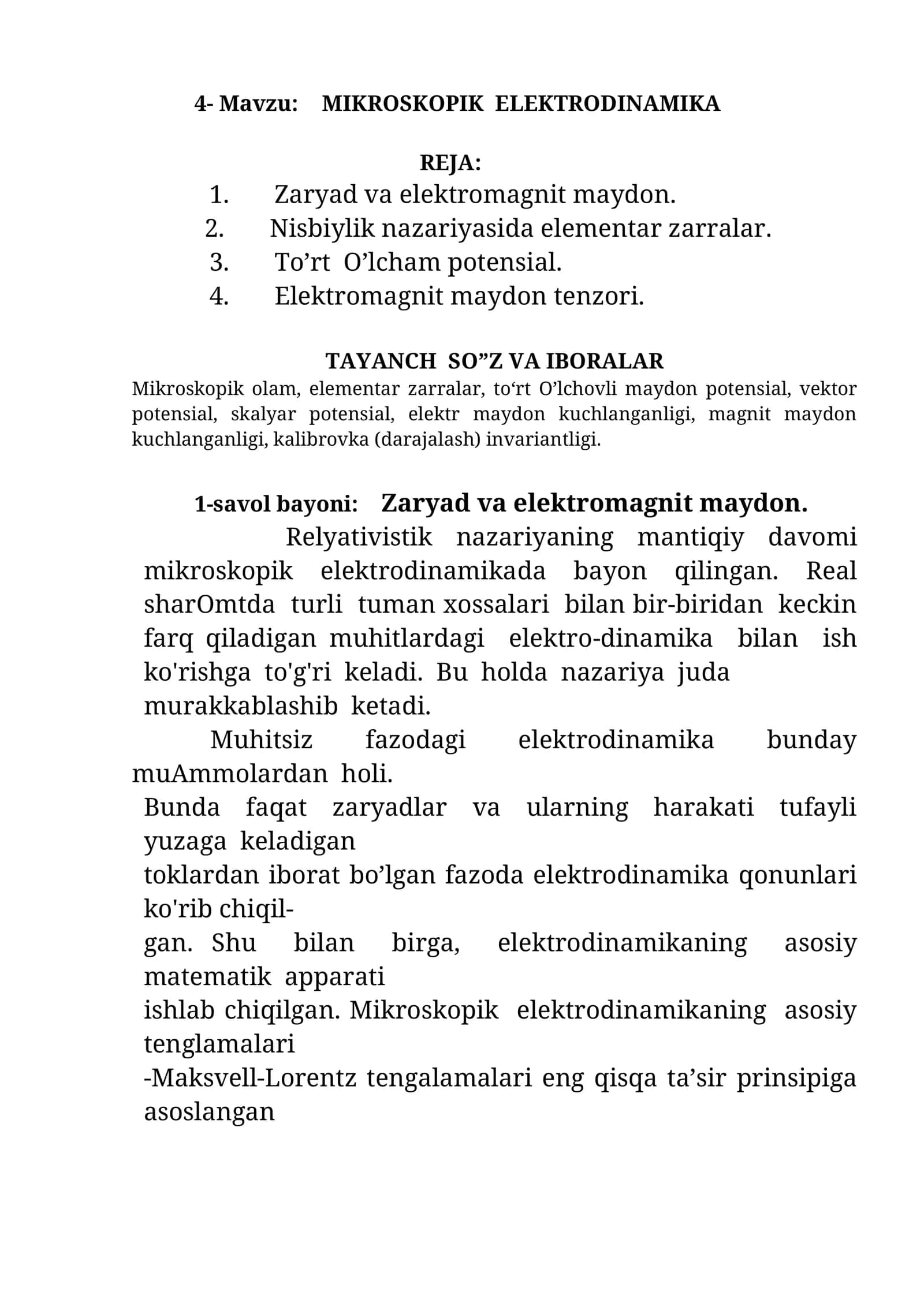 MIKROSKOPIK ELEKTRODINAMIKA