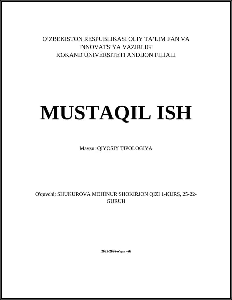 QIYOSIY TIPOLOGIYA