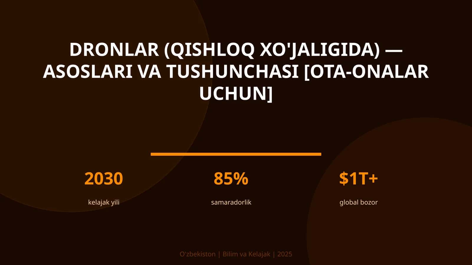 DRONLAR (QISHLOQ XO'JALIGIDA) — ASOSLARI VA TUSHUNCHASI [OTA-ONALAR UCHUN]