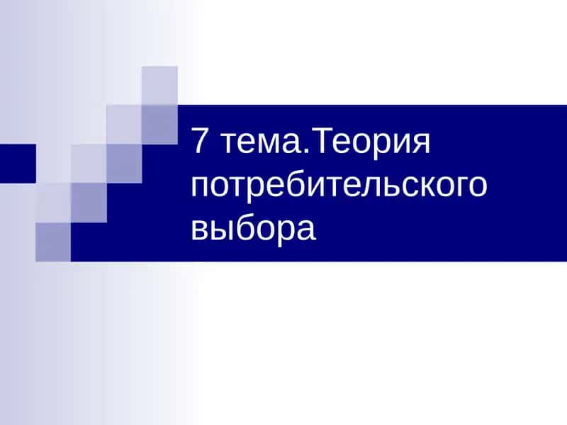 Теория потребительского выбора