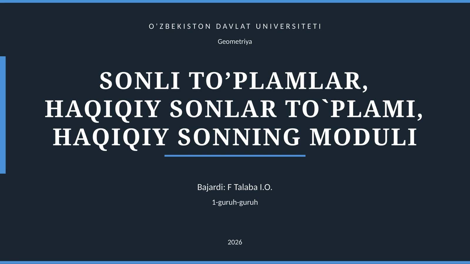 SONLI TO’PLAMLAR, HAQIQIY SONLAR TO`PLAMI, HAQIQIY SONNING MODULI