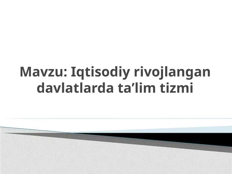 Iqtisodiy rivojlangan davlatlarda ta’lim tizimi