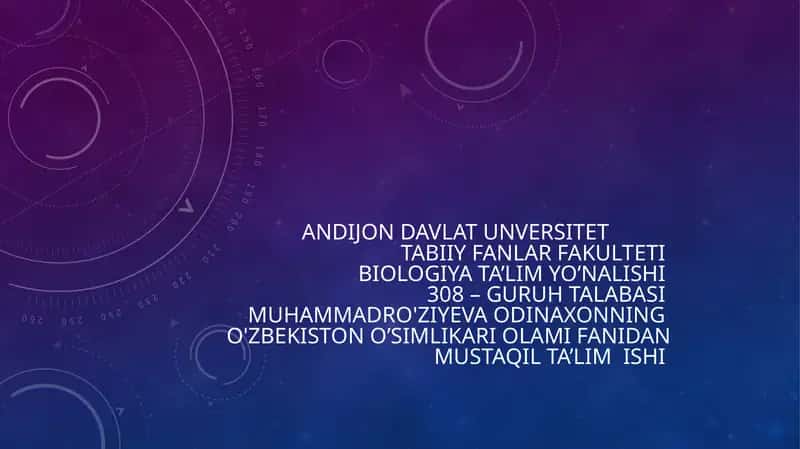 O’zbekiston o’rmon o’simliklari haqida umumiy ma’lumot