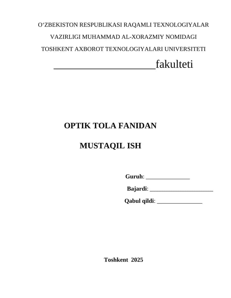 Optik aloqa tizimlarida o‘lchash usullari va o‘lchov vositalari