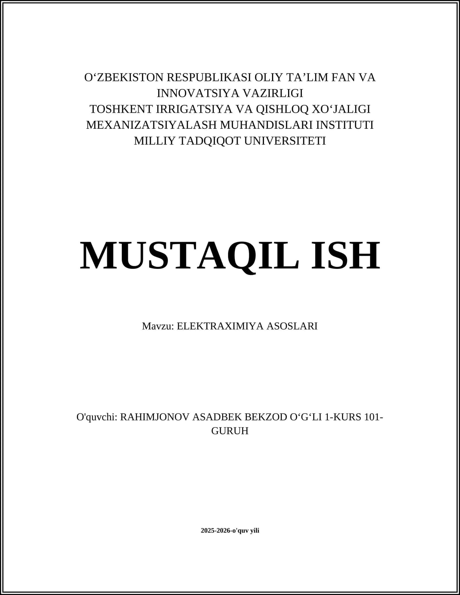 ELEKTRAXIMIYA ASOSLARI