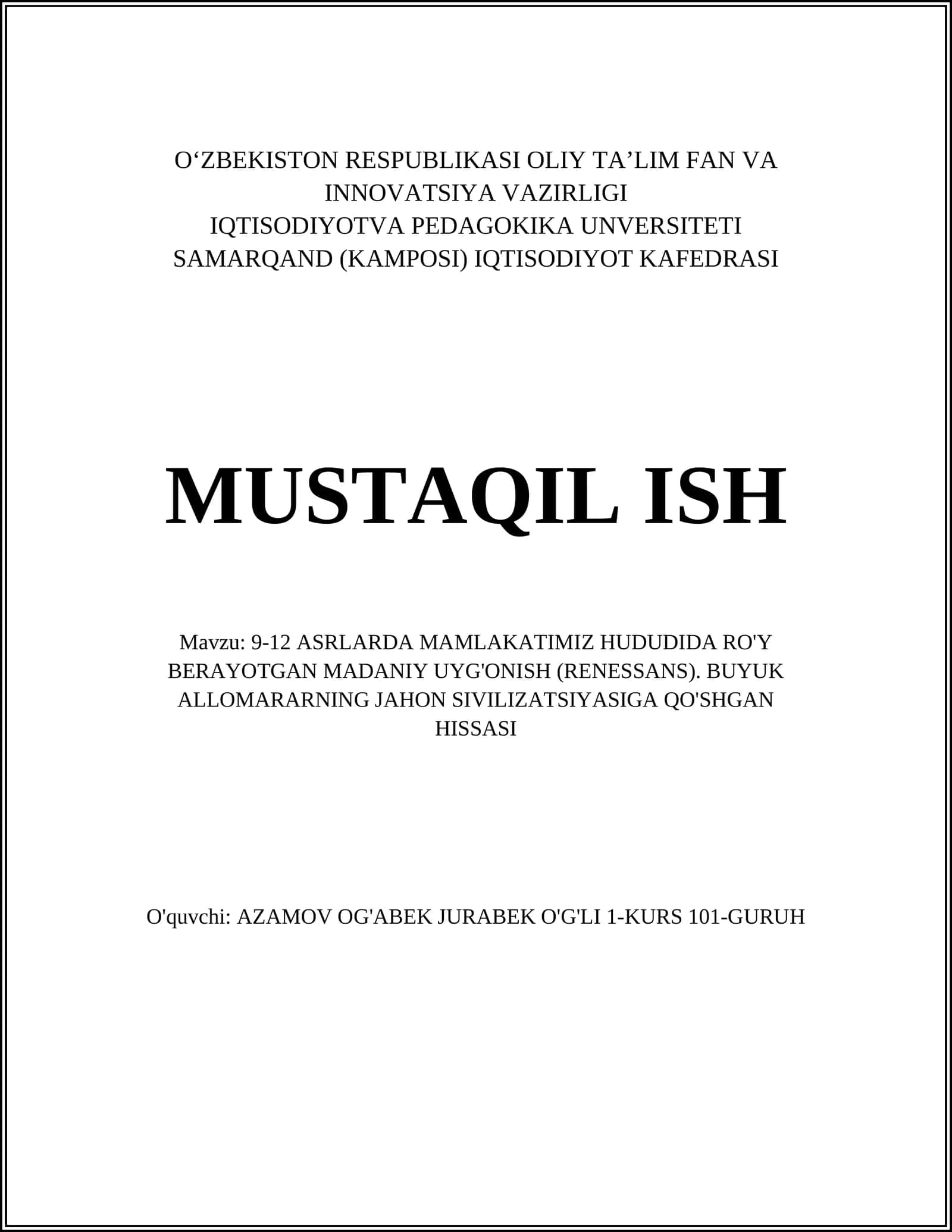 Temuriylar davri madaniy uyg'onish