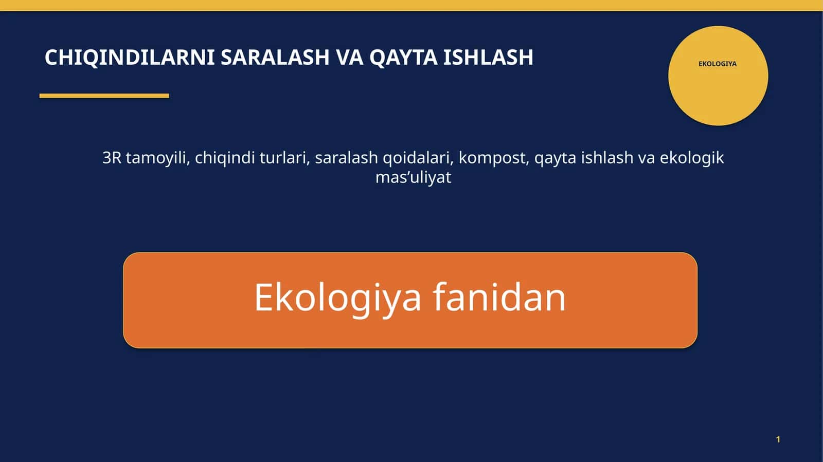 CHIQINDILARNI SARALASH VA QAYTA ISHLASH