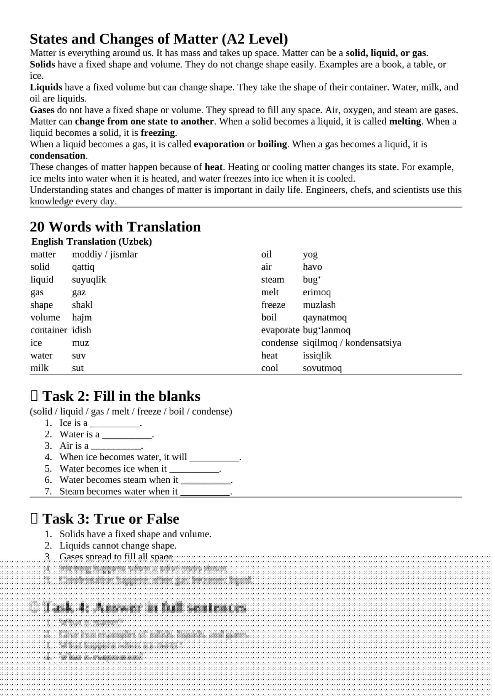 States and Changes of Matter (A2 Level)