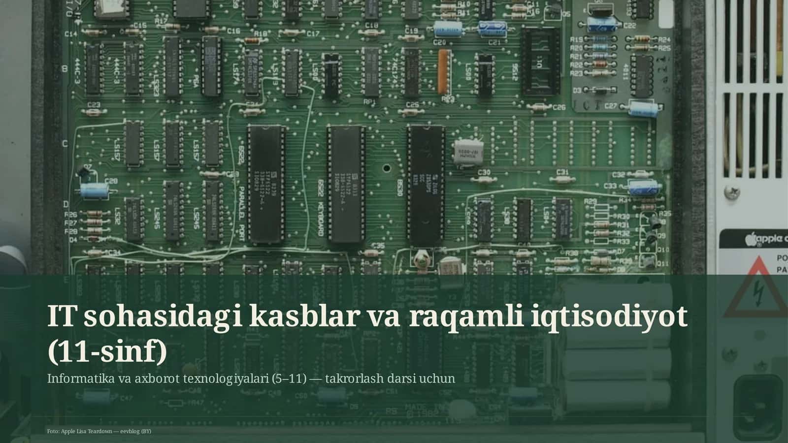 IT sohasidagi kasblar va raqamli iqtisodiyot (11-sinf)