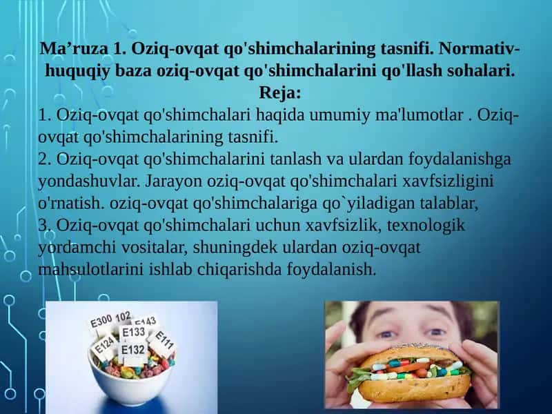 Oziq-ovqatqo'shimchalarining tasnifi