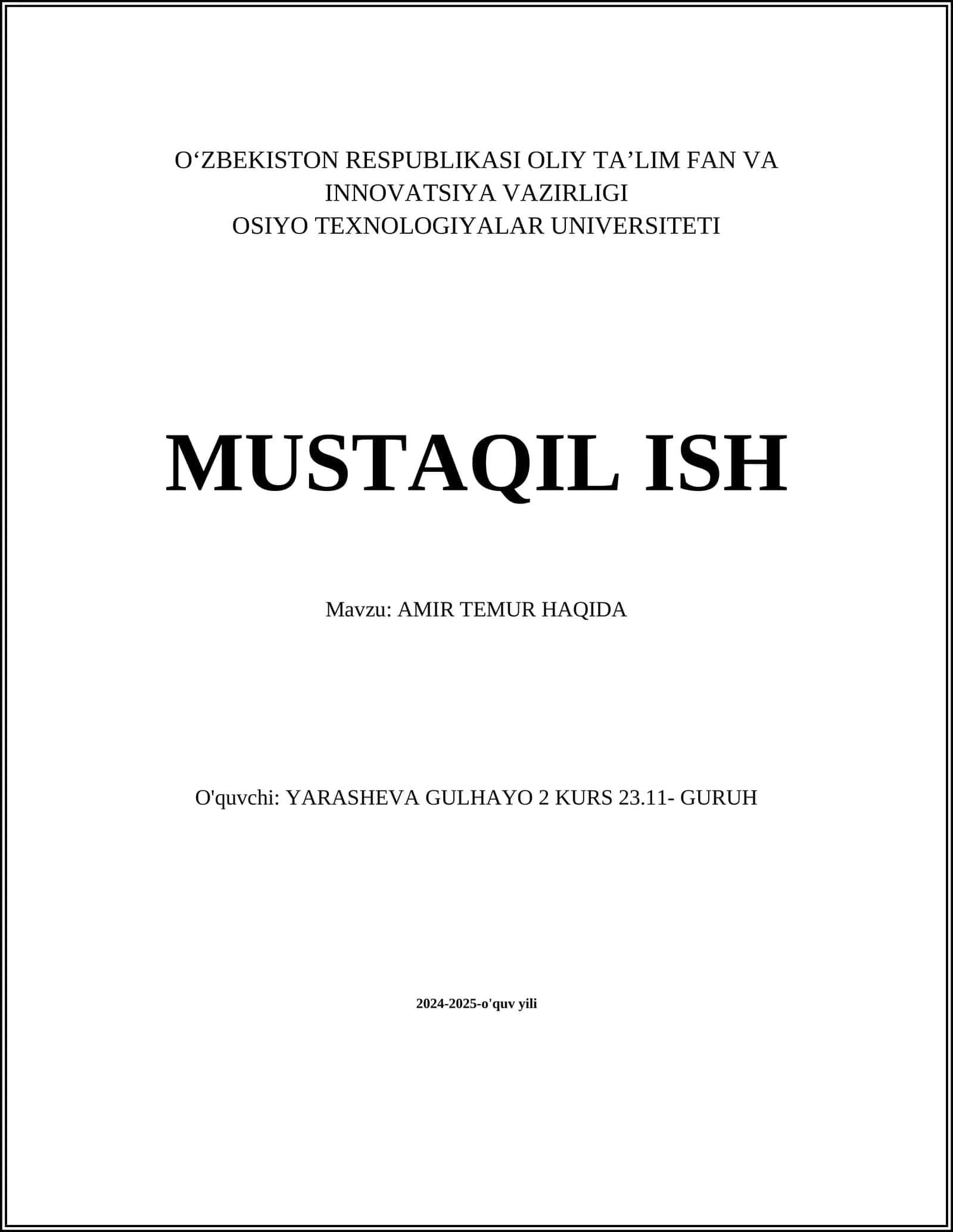AMIR TEMUR HAQIDA