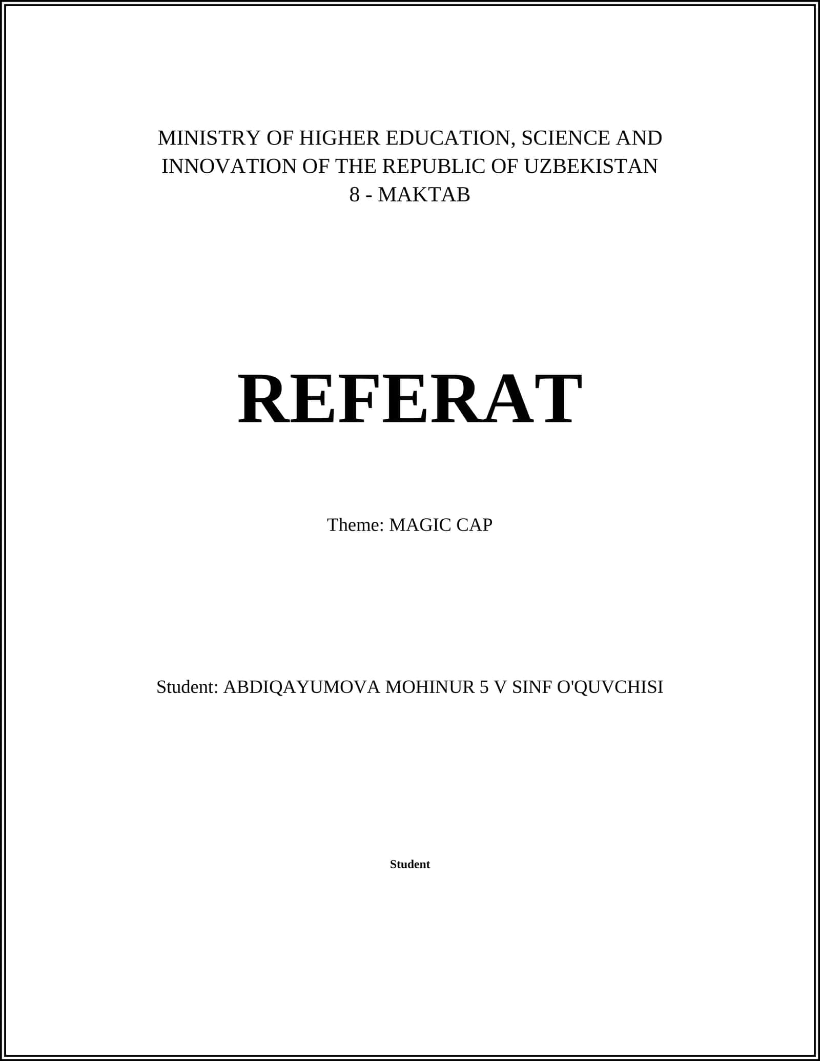 Referat: MAGIC CAP