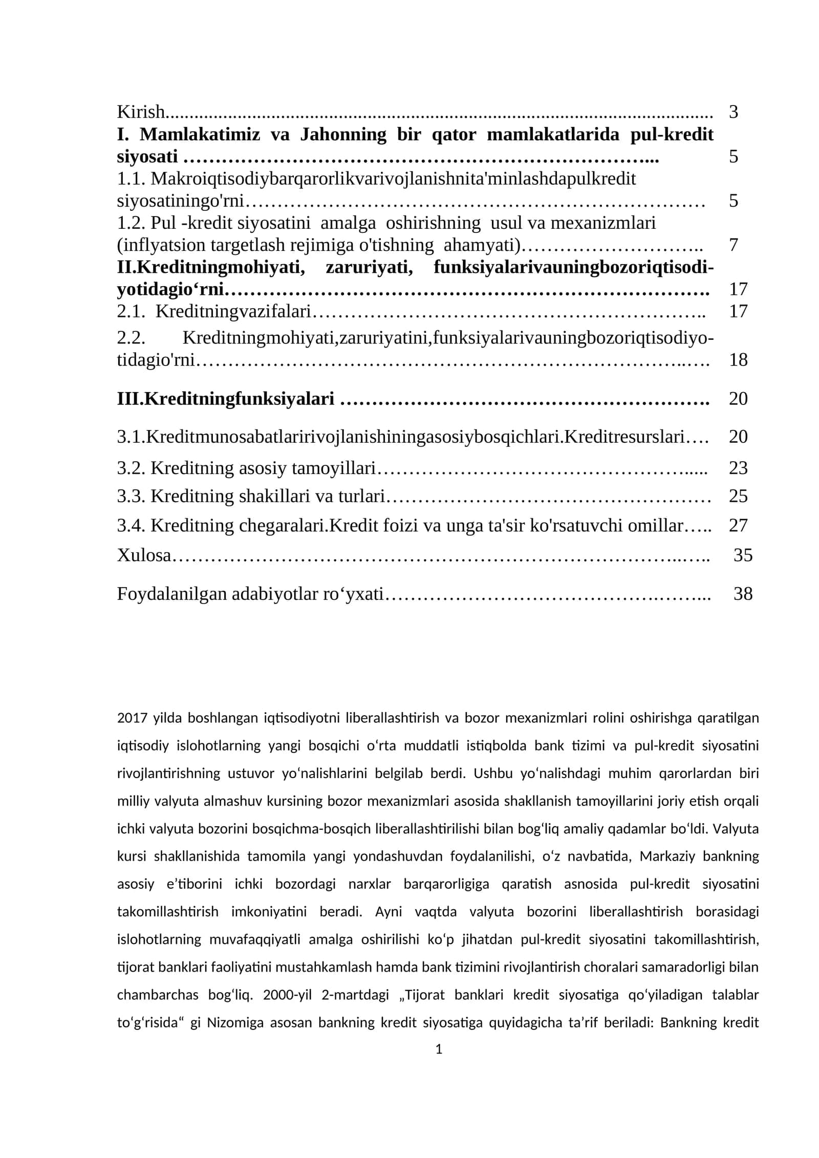 Kreditning funksiyalari