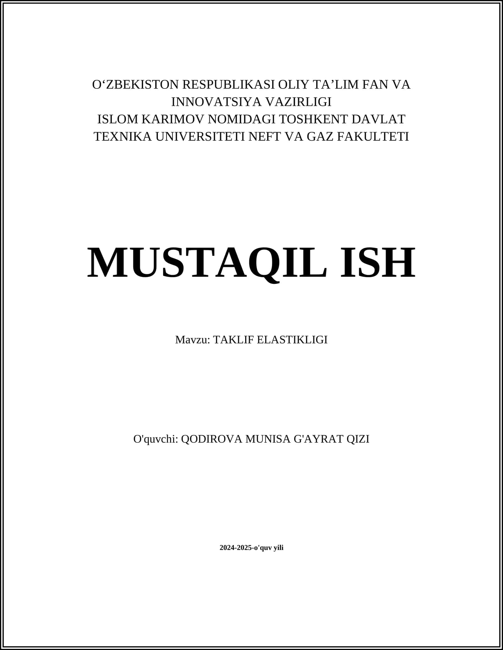 TALAB ELASTIKLIGI