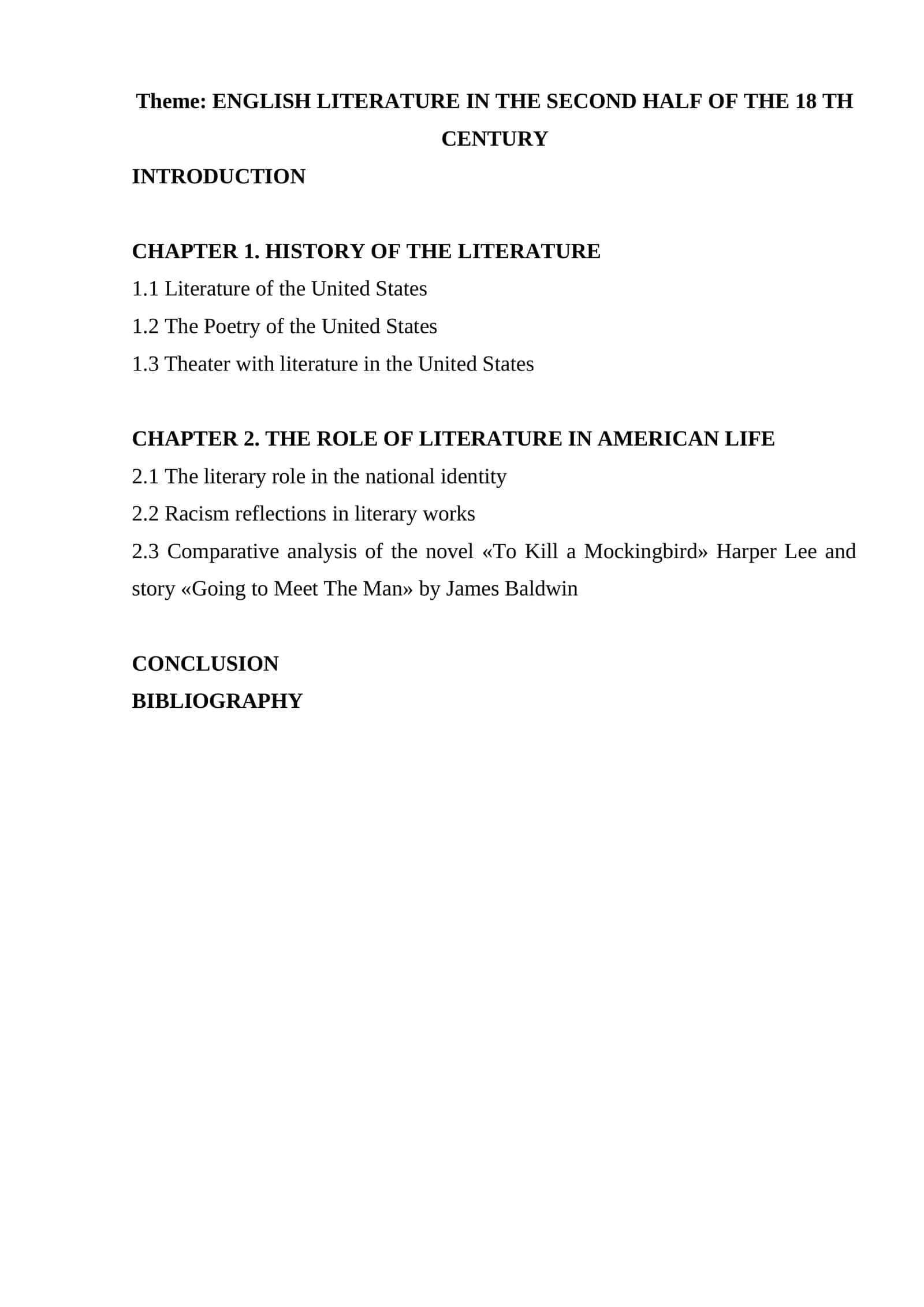 ENGLISH LITERATURE IN THE SECOND HALF OF THE 18 TH CENTURY