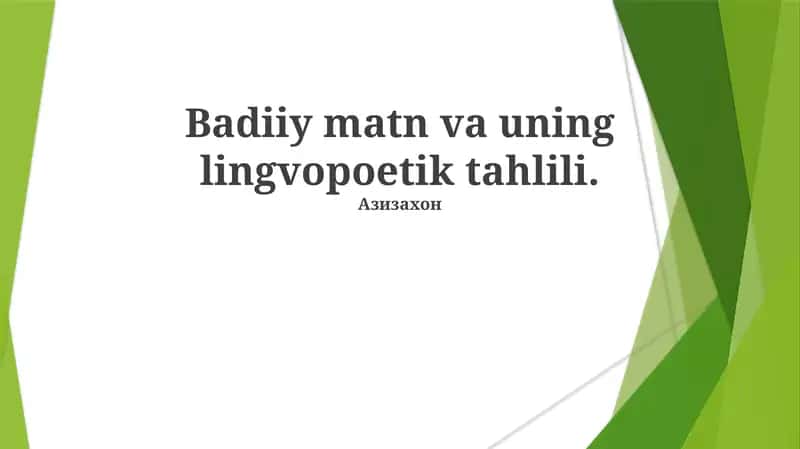 Adabiy matn va uning lingvopoetik tahlili