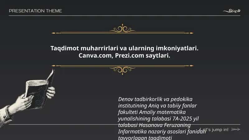 Infarmatika nazariy asoslari fanidan tayyorlagan taqdimoti